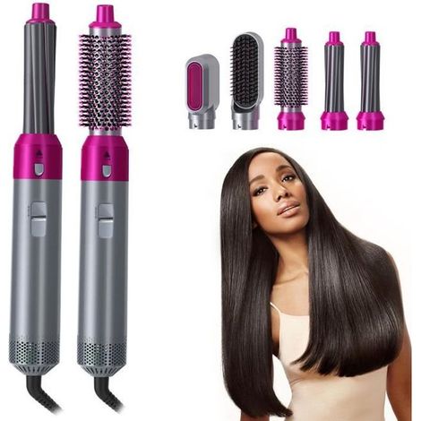5-in-1 Multifunktions-Haartrockner, Kamm und Volumen-Styler Lockenstab mit abnehmbaren Kammzähnen Heißluftkamm. (1/4)