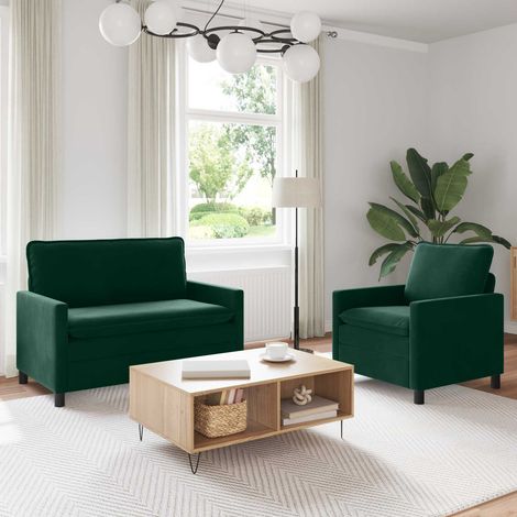 Juego de Sofá 2 pcs Verde oscuro Terciopelo