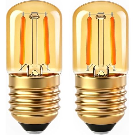 Ampoule Edison E27 Vintage, 1W LED Filament Equivalent 10W-15W Incandescence, Verre Ambré Blanc Chaud 2200K, Mini Rétro T28 E27 Ampoule Veilleuse Décorative, AC 230V, Non-Dimmable, Lot de 2 (1/5)