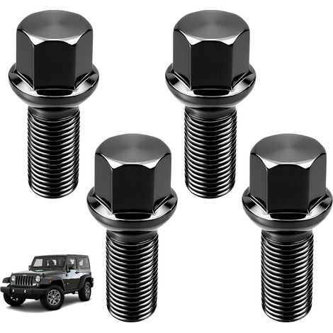 4x Boulons de Roue M14x1,5x28mm Siège Sphérique R13 CLÉ 17mm Zingués en Acier Allié 35Cr Noire Revêtement Antirouille A/G Compatibles avec Au-di VW Golf Bora Sharan Touran Passat Jantes Aftermarket (1/5)