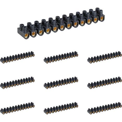 Eur'Ohm - 70003 - Domino Barrette de  connexions en laiton noire 10 mm² (1/2)