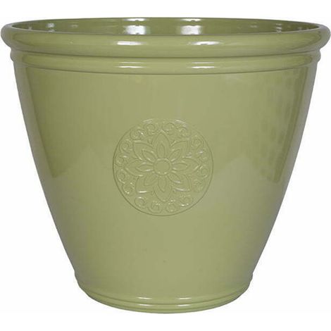 45cm Large Eden Emblem Plant Pot - Plastic - L45 x W45 x H38 cm - Green