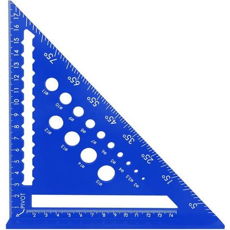 Ecleanfy - Équerre menuisier 18 cm (7") alliage aluminium bleu - règle triangle haute précision (1/5)