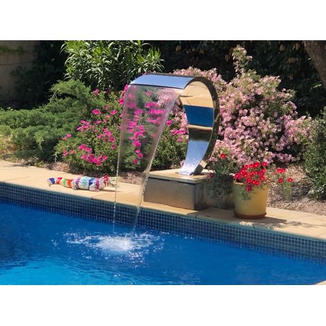 Cascade INOX Fontaine Piscine Bassin Modèle Cobra Hauteur 80cm (1/5)
