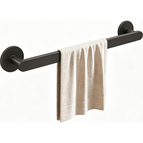 Barre porte-serviettes sans perça 5 cm - Bords arrondis - Cintre multi-usages - Disponible en tailles 30/40/50/60/70 cm (Gris, 70 cm/2,3 pi) (1/5)