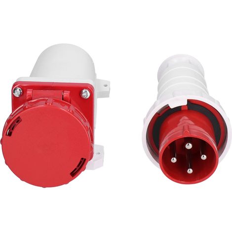 Connecteur prise industrielle étanche IP67 3 phases 4 broches 63A 3P+T 380-415V, set 1 pièce (1/5)