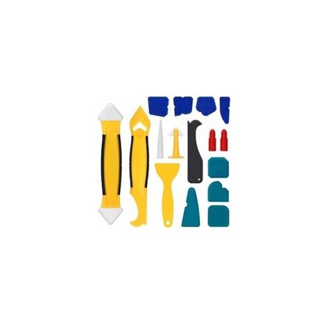Outil de lissage et de retrait de mastic (16 pouces) avec finition silicone/grattoir/embout à calfeutrer/dissolvant de mastic/embout à mastic, kit de retrait de mastic, outils pour fenêtres de salle d (1/5)