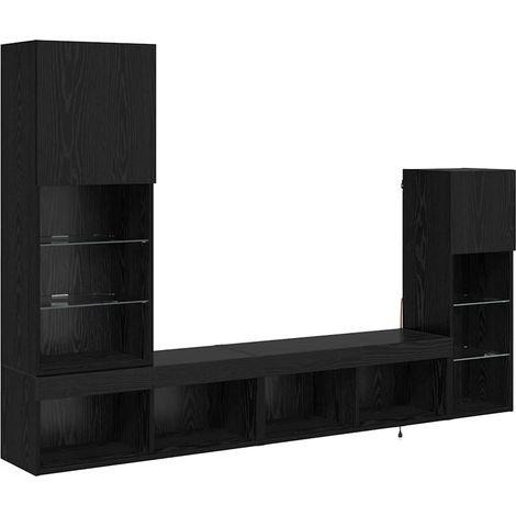 Meubles TV muraux 4 pcs Armoires TV suspendues - Chêne noir Bois d'ingénierie fr2760 - Maison La Vie