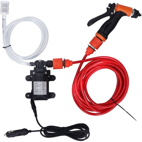 Nettoyeur haute pression portable 12 V, kit de pompe électrique 160 PSI avec 2 tuyaux pour voiture (1/5)