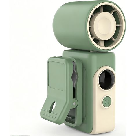 Ventilateur de voiture à pince rechargeable mini ventilateur portable écran LED rotation 360° Vert (1/5)