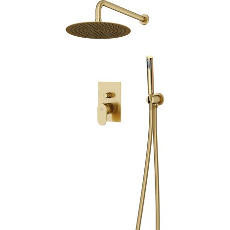 Presto nine Conjunto ducha monomando mezclador empotrable 2 vías Nine oro cepillado (1/2)