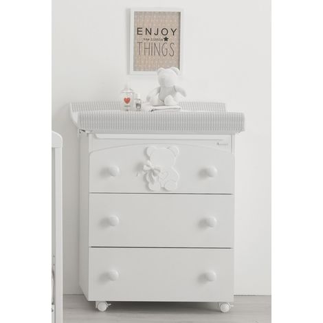 Bagnetto-fasciatoio Funky Azzurra Design Bianco fasciatoio per neonati bambini legno cassetti ruote cambio pannolino bagnetto (1/2)