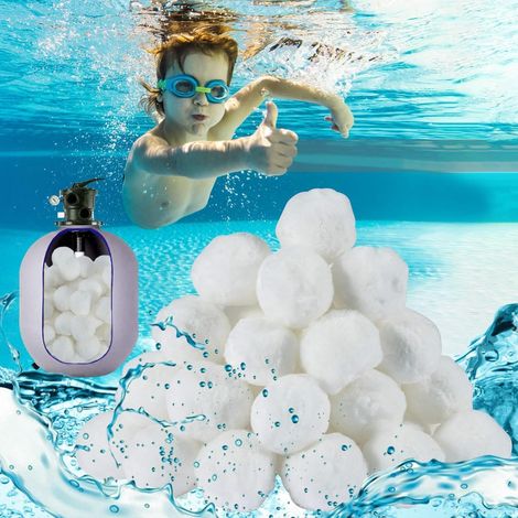 Balles filtrantes Piscine 1500g, Balles filtrantes pour systèmes de filtration à sable,accessoires de piscine, nettoyeur de piscine,filtre à sable d'aquarium,boules filtrantes extra durables (1/5)