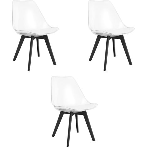 Sedia Mark - gambe trasparenti/nere x 3 (1/5)