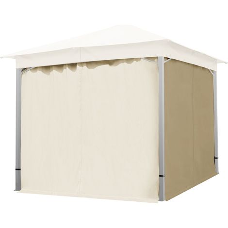 4 Seitenteile für Gartenpavillon Sunset Classic 3x3 m - Polyester ca. 180 g/m² - mit Reißverschluss - champagner (1/5)