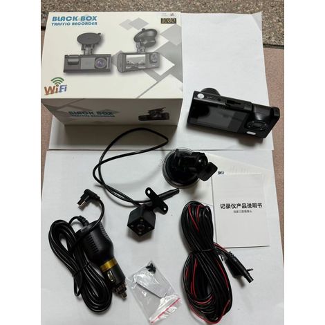 New triple-lens dashcam with wireless triple recording, night vision, car monitoring, video recording, Wi-Fi connectivity to mobile phone -- C309 Triple Lens with Wi-Fi (front, interior, and rear of v (1/4)