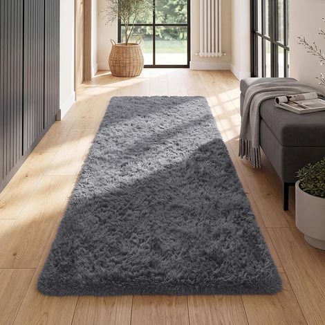 Tapis Shaggy Tapis Salon Chambre Couloir Antidérapant 80x150cm Gris (1/5)