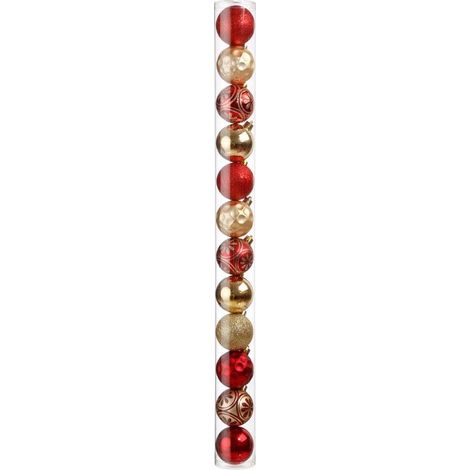 Lot de 12 Boules de Noël "Soir" 6cm Rouge & Or