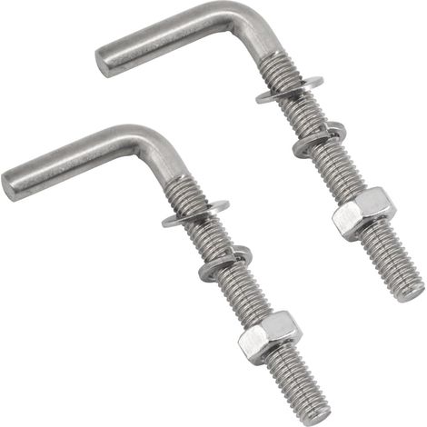 Lot de 2 boulons filetés en forme de L M10 x 150 mm en acier inoxydable 304 pour fondation, ancrage, vis carrées, crochets pour suspension (1/5)