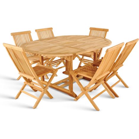 Gartenmöbel Set 7tlg Teak Gartentisch ausziehbar 120-170 cm BORNEO/MENORCA (1/5)