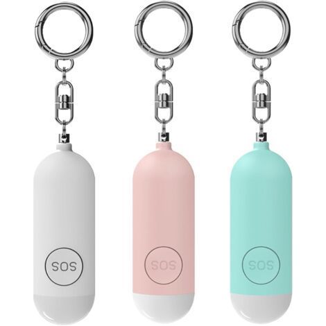 Lot de 3 porte clés alarme personnelle avec lumière LED pour l'autodéfense, sirène de 130 dB, porte clés de sécurité pour femmes, enfants, personnes âgées (1/5)