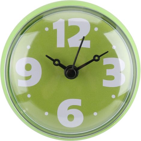 Horloge de Salle de Bain Étanche avec Ventouse, Miroir et Accessoires de Douche Vert (1/5)