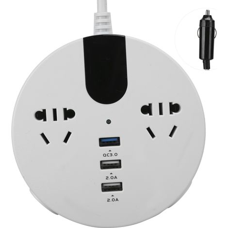 150-W-Kfz-Wechselrichter (12 V/24 V auf 220 V) mit LED-Digitalanzeige – Weiß (1/5)