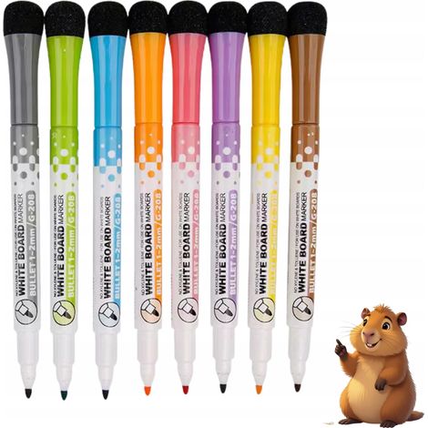 Farbige Marker - trocken abwischbar mit Schwamm und Magnet, 8er-Set. (1/5)