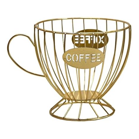 Porte dosettes café métal doré, rangement capsules grande capacité, support café cuisine décoration comptoir (1/5)