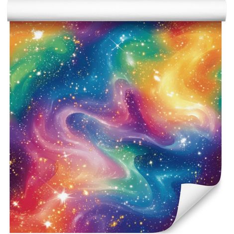 Aquarell-Galaxy-Tapete in Blau, Lila und Gold, 50 x 1000 cm (1/5)