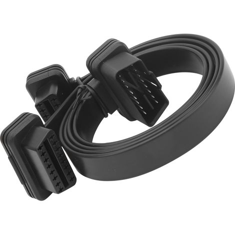 OBD-Verlängerungskabel, 16-poliger Stecker für Diagnosegeräte, Stecker auf zwei Buchsen, Winkeladapter, 50 cm (1/5)