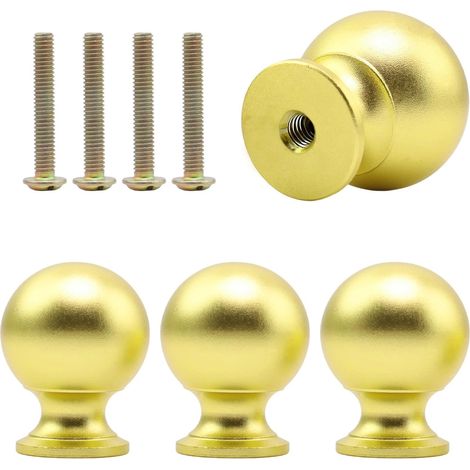 4 Pièces Bouton de Meuble, Conception de Tête de Sphérique Bouton de Tiroir en Alliage D'aluminium, Boutons de Portes pour Placards Doré avec 4 Vis, pour Armoires, Bibliothèques et Tiroirs (1/5)