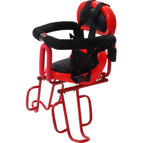 Silla trasera para niños (6m-6a), roja, 5 puntos de seguridad, acero, universal para e-bikes, MTB y plegables (hasta 30 kg), con reposapiés