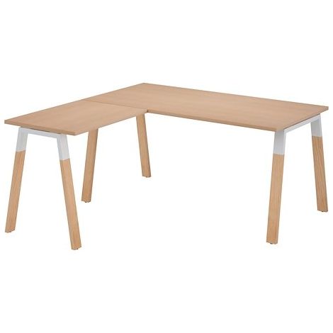 Bureau d'angle manager L 200 x P 200 piètement bois/métal, plateau chêne clair - Arch - Maxiburo