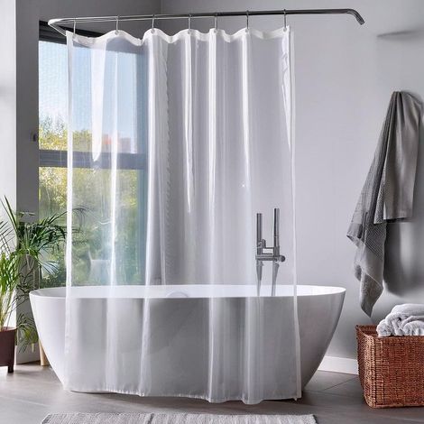 Rideau Douche 180x180 cm - Premium PEVA + Oeillets Inoxydables Imperméable et Léger - Parfait pour Les Salles de Bain - Transparent (1/5)