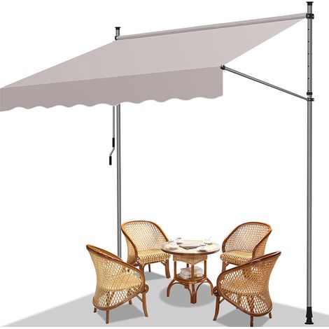 Jiubiaz Tenda da balcone crema, 400x120 cm, regolabile, protezione UV, per esterni