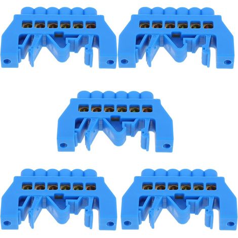Bornier de Mise la Terre en Cuivre 5pcs Bloc à Vis 6 Positions pour Système de Distribution Résidentiel et Industriel, Installation Précise Trou Ligne Zéro (1/5)