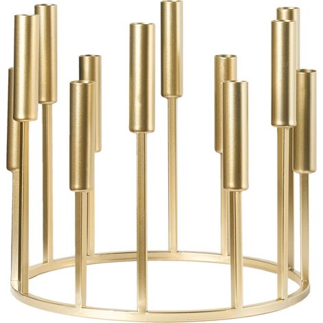 Portacandele per 12 candele Decorazione minimalista Base rotonda Oro Trafaria