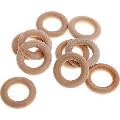 Lot de 10 anneaux en bois à peindre pour la création de jouets pour oiseaux et perroquets (taille S, 3 x 1,7 cm). (1/5)