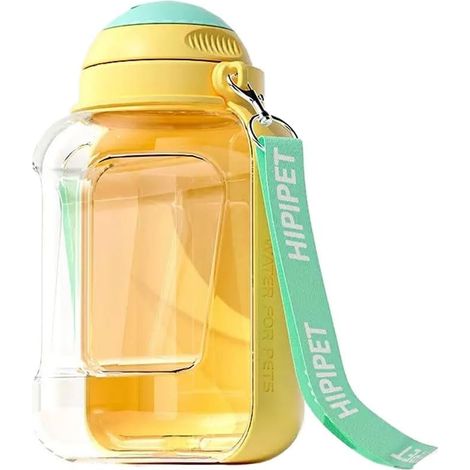 Bouteille d'eau Portable pour Chien 1L Gros Pliable Gourde Chien Voyage Antibactérienne De Qualité Alimentaire pour Chat, Eau Potable pour Animal De Compagnie en Plein Air(Yellow,1500ml) (1/5)