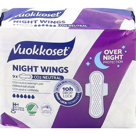 Compresas nocturnas con alas, 9 unidades, vuokkoset blanco (1/5)