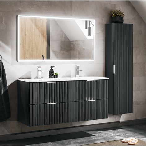 Ensemble de salle de bain Adel black - double vasque, 1 colonne (1/2)