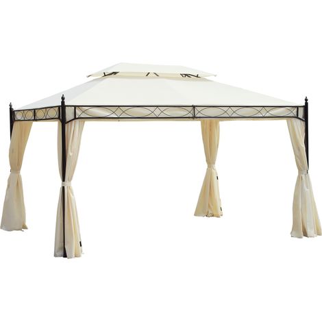 Pavillon de jardin 3x4 m crème, tente de réception, chapiteau, tonnelle pagode, abri extérieur haut de gamme (1/5)