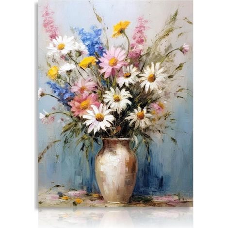 Vintage Blumen Leinwand Bilder 30x40 cm für Wohnzimmer Schlafzimmer Wanddeko (1/5)