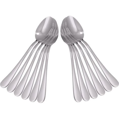 Ensemble de 12 cuillères à thé, cuillères à café, cuillères à dessert, cuillères à riz, cuillères à gâteaux en acier inoxydable, longueur 13,8 cm.