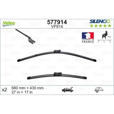 Balai d'essuie-glace Valeo 577914 JAGUAR 1674207280 95599922 T4N1186 T4N1187