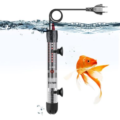 Riscaldatore per acquario da 50 W, sommergibile in vetro, con temperatura regolabile, dotato di ventosa, termometro integrato e regolatore di temperatura esterno per acquari da 20 a 60 litri.