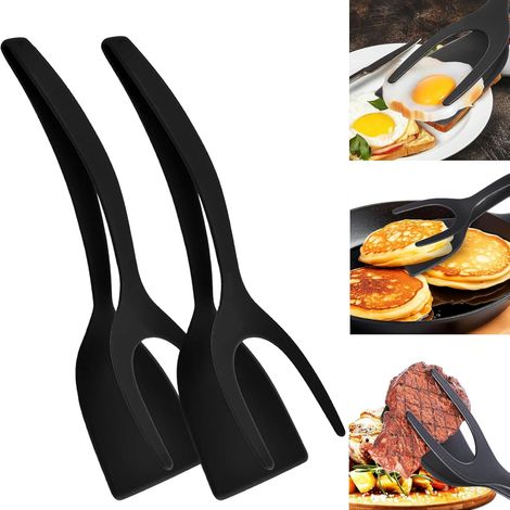 Spatule Pince 2-en-1 pour Œufs – Ustensile Cuisine Antiadhésif Multifonction pour Omelettes, Crêpes, Sandwichs et Steak (1/5)