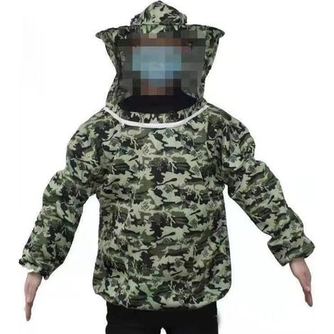 Chaqueta de apicultura ultraligera con máxima protección, capucha y velo incluidos, para principiantes y profesionales. Camuflaje de cinco estrellas. (1/5)