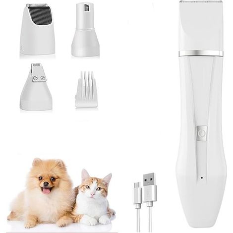 Tondeuse pour chien 4 en 1 - Tondeuse électrique - Tondeuse pour pattes - Comprend une tondeuse pour les pattes et une lime à ongles - Kit de toilettage - Tondeuse électrique pour animaux - Convient a (1/5)